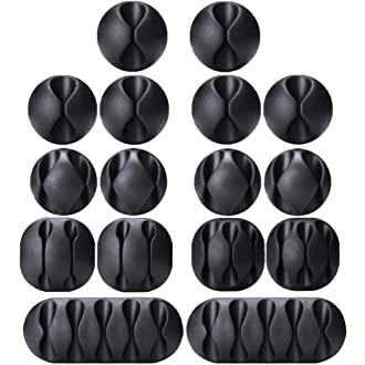 OHill Cable Clips,16 Pack Black Adhesive Cord Holders, Ideal Cable Cords Management for Organizing Cable Wires-Home…